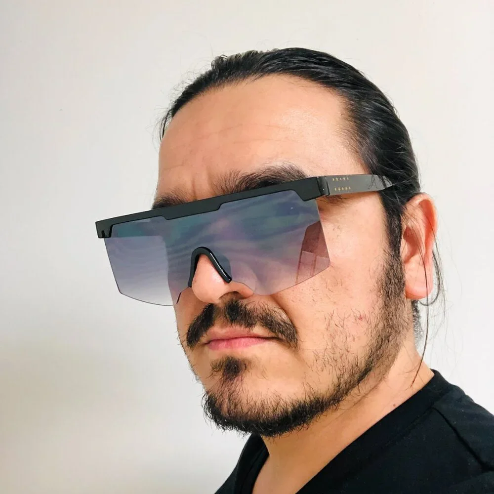 Men Sports Sunglasses Fashion‎ Designer Retro Black Lens Outdoor Driving Rimless